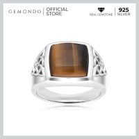 Gemondo แหวนผู้ชายเงินแท้ 925 ประดับหินไทเกอร์อายส์ (Tigers eyes) หรือหินตาเสือ  ดีไซน์วินเทจ : แหวนพลอย แหวนวินเทจ