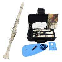 Professional B Flat 17-Key Clarinet ABS ปุ่มชุบนิกเกิล Double-Barrel Clarinet พร้อมอุปกรณ์เสริมกระเป๋าเก็บทำความสะอาด Coth