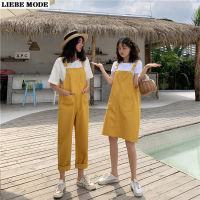 Preppy Style Womens Plus Size Pockets Overalls Black Yellow Cotton Suspender Strap Wide Pants Loose Kawaii Overall Skirts Women