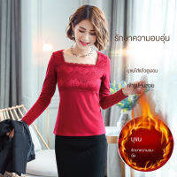 caiti022 เสื้อยืดหลังคาโปร่งใสพับขนฝ้ายหน้าหนาวหญิงใหม่มีไซส์ใหญ่สีขาวหรือดำ