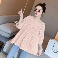 Cotton Embroidery Women Sweet Shirts Spring Summer Loose O-Neck Maternity Cotton Blouses Fashion Pregnancy Tops Shirts