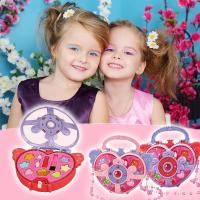 Heart-shaped Kids Safe Simulation Real Makeup Kit Storage Set Bag Box Crossbody Play Toy Cosmetics Pretend Non-toxic Washable Toy C2C6