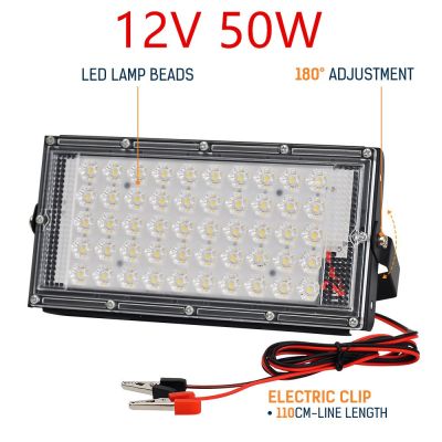 สปอตไลท์ ไฟสว่าง Spotlight LED 50W DC 12V (ใช้ไฟ12V) แสงขาว สายยาว1.1เมตร