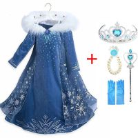 ZZOOI 2022 New Elsa Dress Girls Party Vestidos Cosplay Girl Clothing Anna Snow Queen Print Birthday Princess Dress Kids Costume