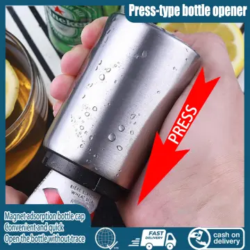 Automatic Bottle Opener Push Down Stainless Steel - Fast Shipping