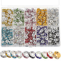 700pcs/แพ็คลูกปัด rondelle ลูกปัด Rhinestone spacer ลูกปัดแบนลูกปัดหลวม ๆ สำหรับการตกแต่งเครื่องประดับ