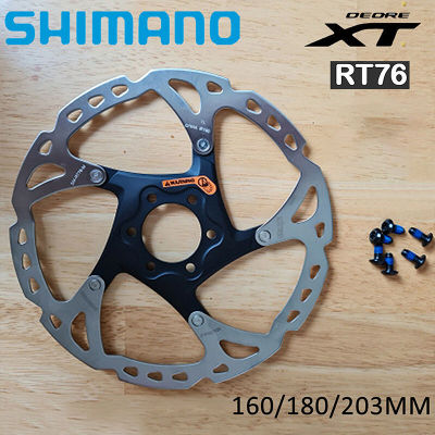 Shimano สลักเกลียวดิสก์เบรคโรเตอร์ RT76ดิสก์เบรคโรเตอร์ MTB 6พร้อมอะแดปเตอร์จักรยานเสือหมอบ160Mm 180Mm 203Mm