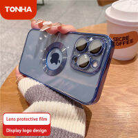 【พร้อมฟิล์มเลนส์】 Tonha CD Luxury Electroplating Frame รูโลโก้บางเฉียบแสดงเคสสำหรับ iPhone 13 Pro Max เคสโทรศัพท์กันกระแทก CD หายไป High Clear All Inclusive Soft TPU ฝาครอบป้องกันสำหรับ iPhone 13 12 Pro Max 12 11โปร11