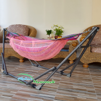 Modern Hammock เปลเด็กอ่อนสไตล์เปลญวนผ้าขาวม้าขนาด (M )กับผ้ามุ้งโทนสีส้ม