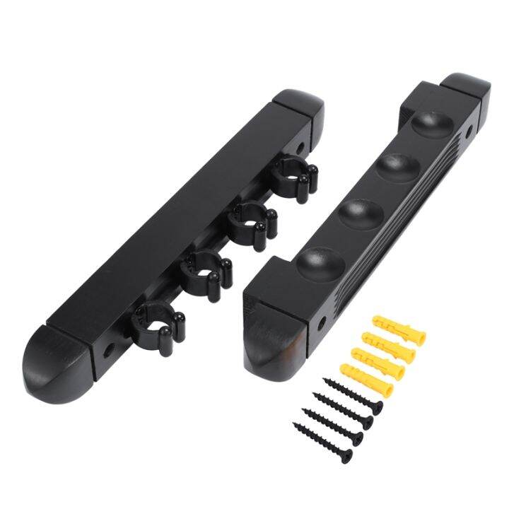 4 Holes Wall Mounted Hardwood Billiard Cue Rack Pool Cue Rack 6 Clips