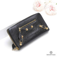 BALENCIAGA ZIPPY WALLET LONG BLACK LAMB GHW