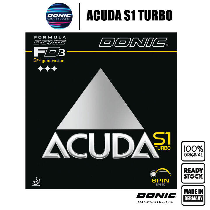 DONIC Acuda S1 Turbo POWERFUL CATAPULT EFFECT Table Tennis Rubber Made ...