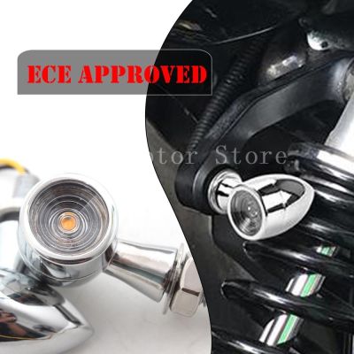 “：{}” 8Mm LED Motorcycle Turn Signal Light 12V Waterproof Amber Flasher Indicator Blinker Lamp DRL Metal Shell Universal ATV Cafe Bob