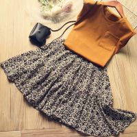 ✨ perfect ❀ ✿Raya✿Girls Summer Sleeveless Vest Tops T-shirt+Floral Skirts Dress Fashion Casual Cotton 2Pcs Set