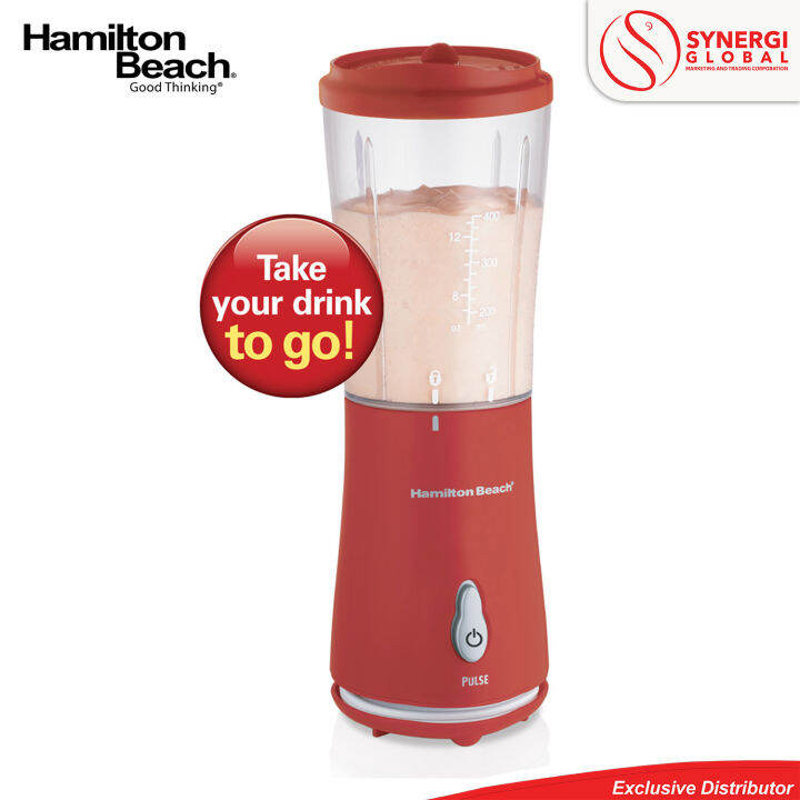 Hamilton Beach 51105-PH Single-Serve Blender With Travel Lid 14oz-Red ...