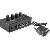 Eu Plug,Ha400 Ultra-Compact 4 Channels Mini Audio Stereo Headphone Amplifier With Power Adapter Black