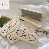 FANFUZOUZU เคสแว่นสายตาสั้นน่ารักสีขาวใส่สบายกล่องใส่แว่นตากันตกแบบเรียบง่ายกล่องเหล็กของขวัญนักเรียน