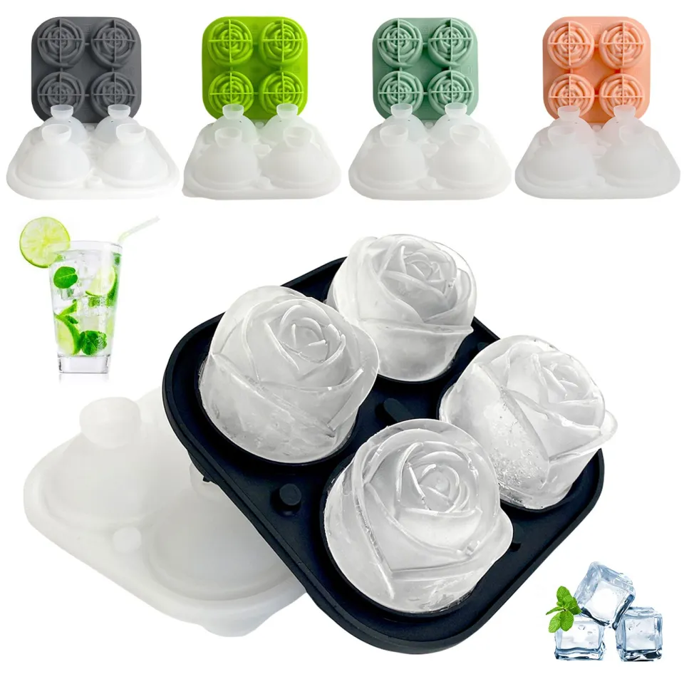 3D Rose Ice Molds,2 Inch Large Ice Cube Trays, Make 4 Giant Cute Flower  Shape Ice, Silicone Rubber Fun Big Ice Ball Maker for Cocktails Juice  Whiskey