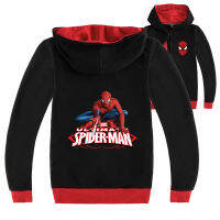 Spidermans เสื้อผ้าเด็กสีดำ/ สีเทา Hooded Zipper เสื้อกันหนาว3-16ปีผ้าฝ้าย + โพลีเอสเตอร์เสื้อแขนยาวสำหรับชาย15ปีหญิงฤดูใบไม้ผลิและฤดูใบไม้ร่วง Boy S