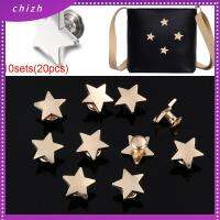 CHIZH 10sets(20pcs) กระเป๋าใส่หมวก DIY การตกแต่ง หมุดดาว ปุ่มผ้า เสื้อผ้า สมุดภาพ