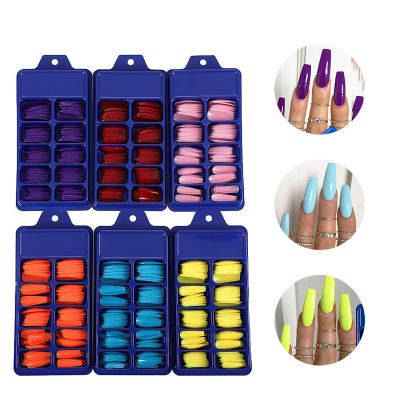 100pcs/set Acrylic False Fake Nail Full Coverage Nail Extension French DIY Salon Manicure 11Colors Fake Nails Nail Art Tools