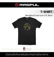 Magpul - Magpul® Woodland Camo Icon CVC T-Shirt [BlackK Size S] เสื้อยืดคอกลมแขนสั้น ผู้ชาย สีล้วน Mens Short Sleeve T-Shirt （สีดำ）