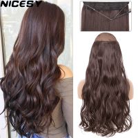 No In Wavy Hair Extension Invisible Wire False Piece Synthetic Blonde 16 22 32