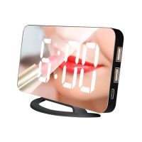 LED Mirror Clock Mini Digital Alarm Clock Table Clock with Snooze Function 3 Adjustable Brightness Auto Adapt Backlight