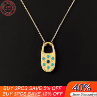 S925 Sterling Silver Roman Style Golden Lock Necklace Fashion Light Luxury European And American Luxury Brand Monaco Jewelry