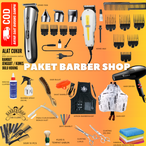 Paket Alat Cukur Rambut Lengkap Perlengkapan Barbershop Full Set Mesin Cukur Rambut Set