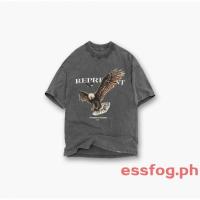 REP 22ss Spring Summer Eagle Slogan Printing Retro Distressed Short-Sleeved T-Shirt Men Women Loose Couple Street Wear TEE2022