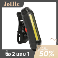 Jollic ไฟสำหรับขี่จักรยานเสือภูเขาติดตั้งไฟเตือน USB ความสว่างสูงสำหรับรถจักรยานและไฟท้าย