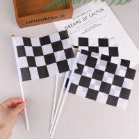 10 Pcs 14*21 ซม. สีดำและสีขาว Square Hand Flag Racer Waving Flag Racing Flags รถธงมือเริ่มต้นธงธงและแบนเนอร์-yrumrudang