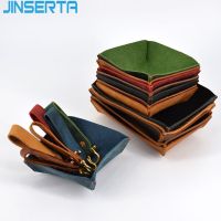 JINSERTA Genuine Leather Storage Box Jewelry Display Plate Cosmetic Organizer Fruit Snack Plate Desktop Sundries Decor Tray Baking Trays  Pans