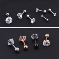 WORTHWH ผู้หญิง CZ Prong สไตล์พังก์ กระดูกอ่อน Tragus ต่างหู สแตนเลส สตั๊ดหู เครื่องประดับ เจาะร่างกาย