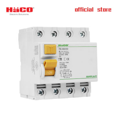 HACO RCCB Type A เบรกเกอร์ป้องกันไฟดูด รุ่น R6-463/30 63A 30mA 2Pole