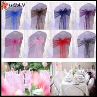 HUAN 1pcs Organza ตกแต่งเก้าอี้ ริบบิ้น ผ้าคาดเอวเก้าอี้ อุปกรณ์รับจัดงานแต่งงาน งานเลี้ยง ตกแต่งหลังเก้าอี้