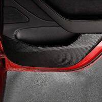 SHJGKFD 4Pcs Car Door Anti-Kick Mat Leather Carbon Fiber Protector Pad For Tesla Model 3 M68B