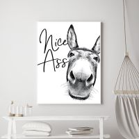 Nice Ass Bathroom Print Funny Sign Decor Vintage Donkey Poster Black White Butt Canvas Painting Wall Pictures for Living Room