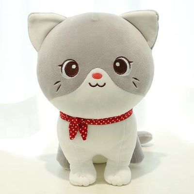 ของเล่นตุ๊กตาผ้ากำมะหยี่แมวน่ารัก24ซม. ของเล่นจำลองสัตว์แมวตุ๊กตาหนานุ่มเด็กหญิงเด็กชายนอนนุ่มยัดไส้ Kado Ulang Tahun ตุ๊กตาแมว