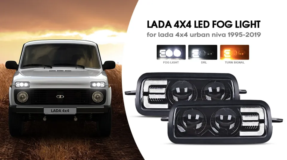 Front Fog Light+High Beam,Daytime Running,Turn Signal for Lada Niva Urban  4x4 Die-cast Aluminum Housing LED Headlights