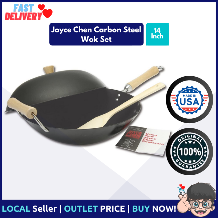 Joyce Chen Classic Series Carbon Steel Nonstick Wok Set (4-Piece Set)