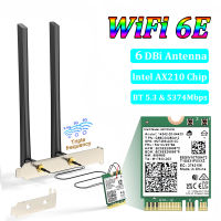 [COD]Wi-Fi 6E In การ์ด AX210บลูทูธ5.3 WiFi 6 5374Mbps 2 in 1ชุดเดสก์ท็อปเสาอากาศ6DBi 802 AX210NGW 2.4G5GHz6GHz สำหรับ PCS