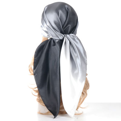 Gradient ผ้าพันคอผ้าไหม headwraps สำหรับผู้หญิงแฟชั่นอุปกรณ์เสริมผม Foulard Femme Luxe ผ้าพันคอ cheveux Hijab headscarf หลัก Dock