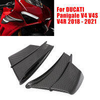 Winglet Air Deflector Fit Kit สปอยเลอร์ ABS คาร์บอนไฟเบอร์สำหรับ DUCATI Panigale V4 V4S V4R 2018 2019 2020 2021อุปกรณ์เสริมรถจักรยานยนต์