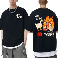 Funny UntitGoose Game No God No Masters Meme Tshirt Men Plus Size T Shirt Male Pure Cotton Short Sleeve Man Regular T-shirts