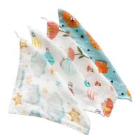 ▽✐∋ Baby Towel Facecloth Soft Burp Cloth for Toddlers Thick 4-Layer Handkerchief Sweat Wipe Towel Newborn Print Face Towel