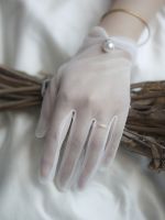 ❉♧﹍ GUXQD Women Short Bridal Gloves Tulle With Pearl Wedding Party Cosplay Performance Gloves Wedding Accessories