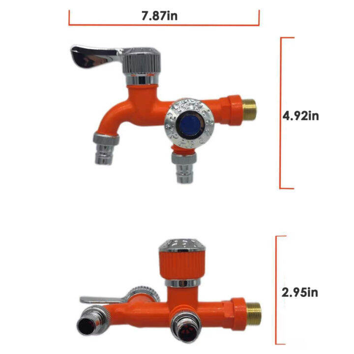 Dual Control Faucet Double Outlet Water Tap 1/2" Universal Interface Connector Home Bathroom