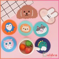 Goldenวัสดุกันลื่น ​ล้างได้  ทนความร้อน ที่รองแก้ว PVC ลายการ์ตูน Cartoon PVC Coaster